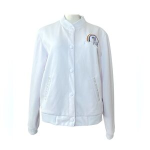 Steve & Barry’s Vintage Unicorn Rainbow Bomber Jacket Women’s XL White